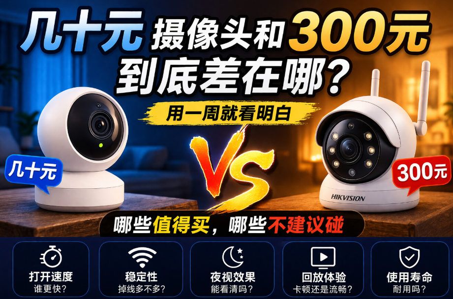 几十元和300元摄像头差在哪？用一周就看明白