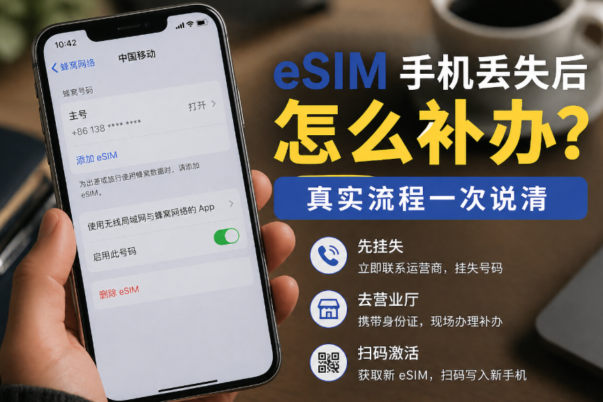 eSIM手机丢失后怎么补办？一整套流程讲清楚