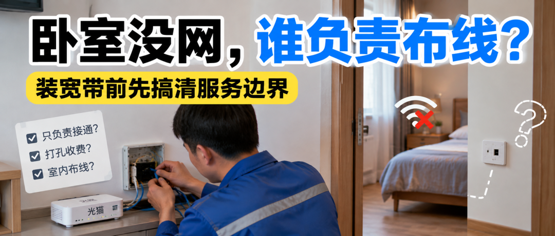 装宽带师傅会把卧室网线一起拉好吗?打孔、布线这些到底谁负责