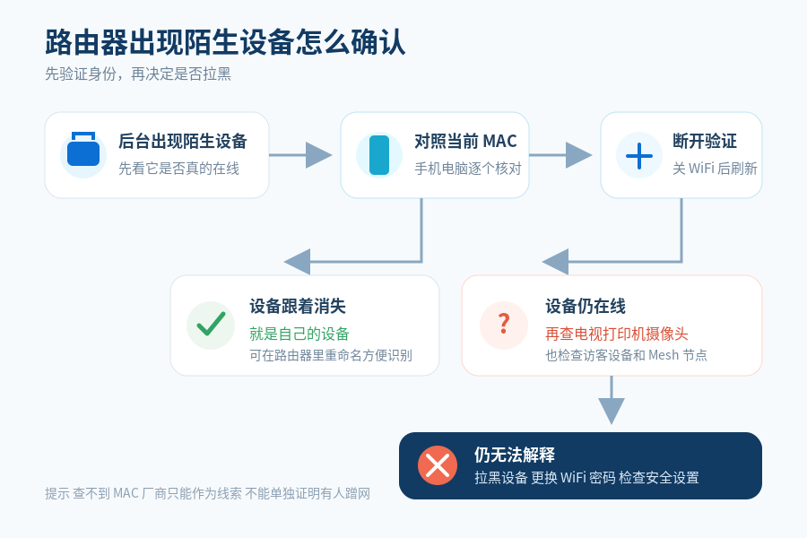 路由器出现陌生设备的确认流程