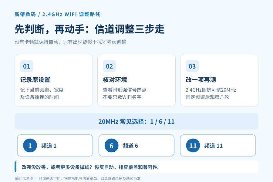 WiFi信道自动还是手动?邻居太多,改成1、6、11真会更快吗?